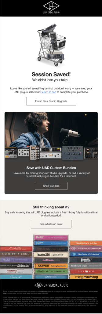 Image of an abandoned cart email